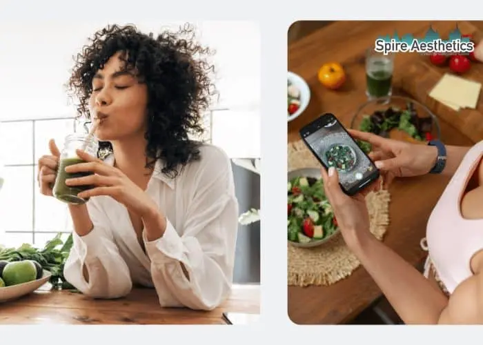 Image of woman looking into her diet and fat freezing Livingston to improve her health